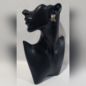 Gucci Monogram Canvas Earrings Silver Tone Hoops